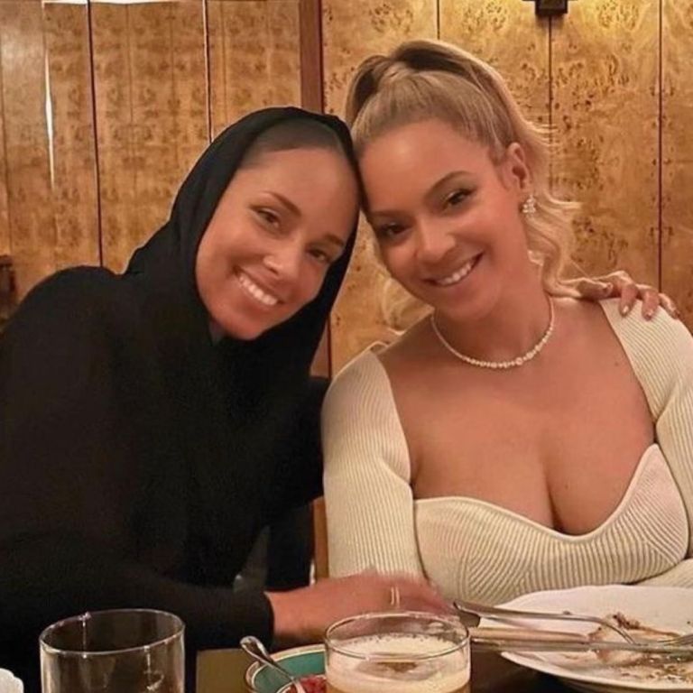 Fashion Bomb Friends: Beyonce Grabbed Dinner in New York City with Alicia Keys in a $1,160 Cream Khaite Knitted Top