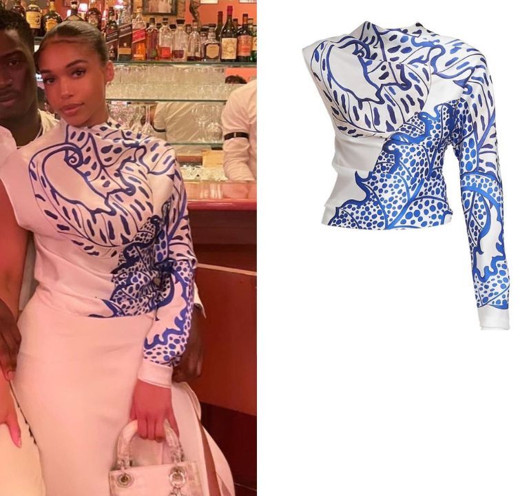 Fashion Bomb Couple: Lori Harvey Stuns in White and Cobalt Blue $2,940 Ferragamo Set on a Dinner Date with Damson Idris