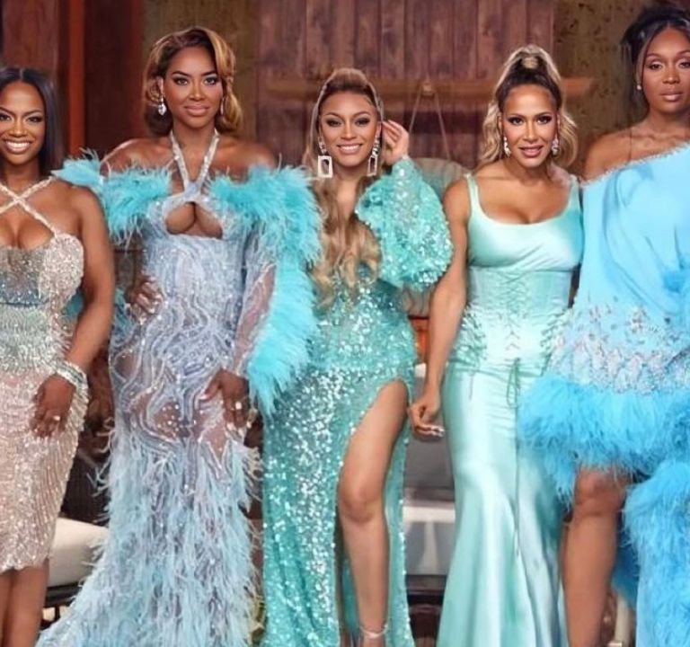 Fashion Bomb Housewives: A First Look at The Real Housewives of Atlanta Season 15  Reunion Looks Is Here; Sheree Whitfield in an Aqua Sergio Hudson Dress, Marlo Hampton in an Ocean Blue Georges Hobeika Couture look, Drew Sidora in a Turquoise Matopeda Gown & More