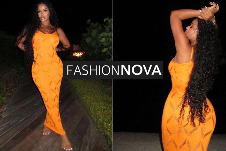 Taina Williams Shows off her Curves in a Orange Maxi Fashion Nova Dress + Find Similar Styles