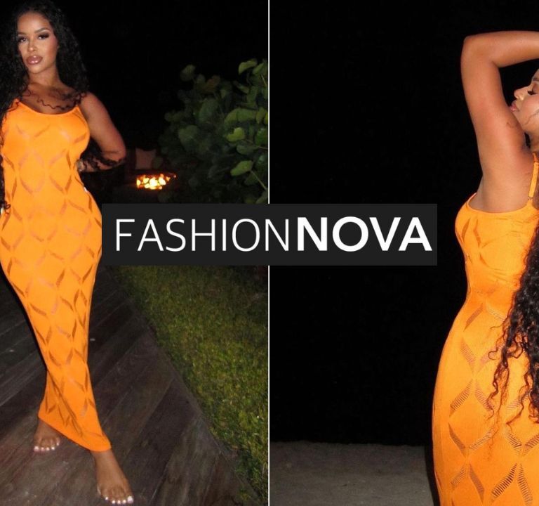 Taina Williams Shows off her Curves in a Orange Maxi Fashion Nova Dress + Find Similar Styles