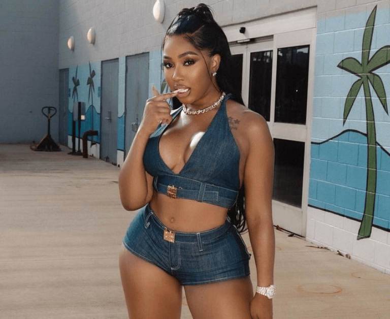 Yung Miami Served Double Denim in a Sexy Dark Wash Set by Miu Miu