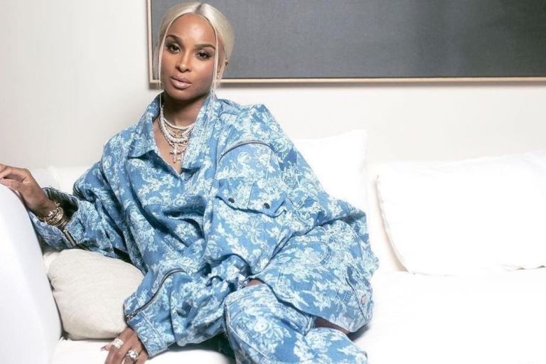 Ciara Attended the Gap  X  LoveShackFancy Launch  in a Denim Floral Jacket with Matching Thigh-High Boots as the New Face of the Collaboration