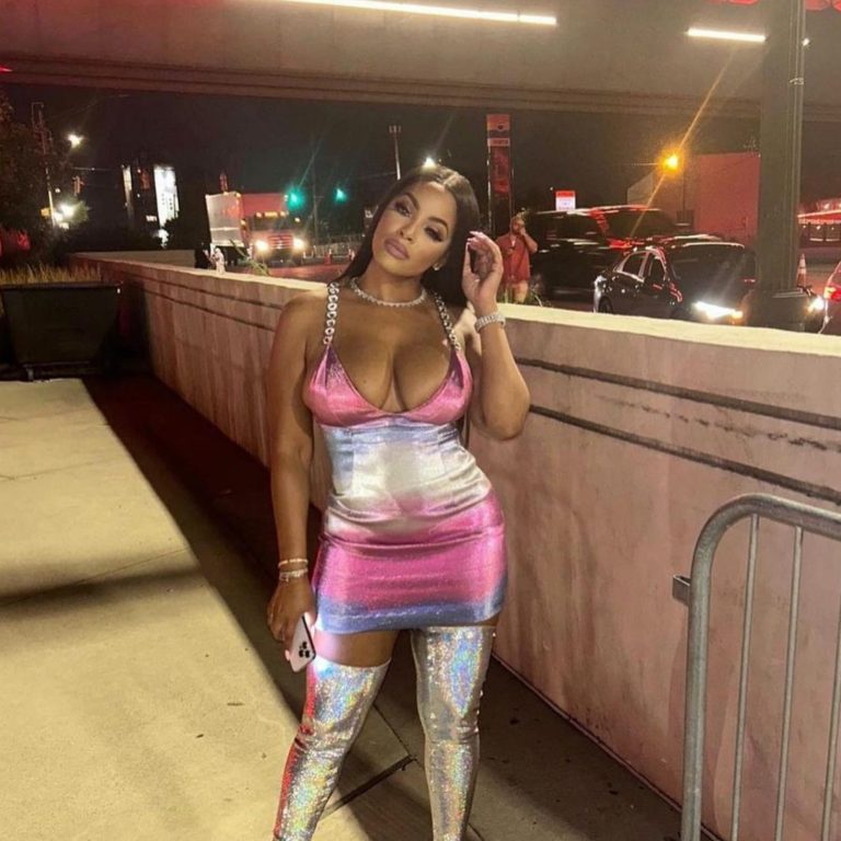 Malaysia Pargo Attends the Renaissance World Tour in Area Ombre Effect Lame Mini Dress and Balenciaga Glitter Boots