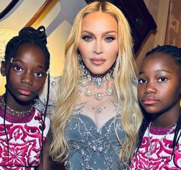 The ‘Queen of Pop’ Madonna Celebrates Her 65th Birthday with Daughters Stella and Estere in Matching Dolce & Gabbana Majolica Prints