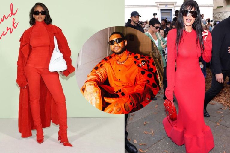 Fashion Bomb Trend: Fiery Red Will Steal the Show this Fall with Lori Harvey Spotted in an all Red Ferragamo Look,  Usher in a Red Marni Suit, and Kylie Jenner in a Red Acne Studio Dress