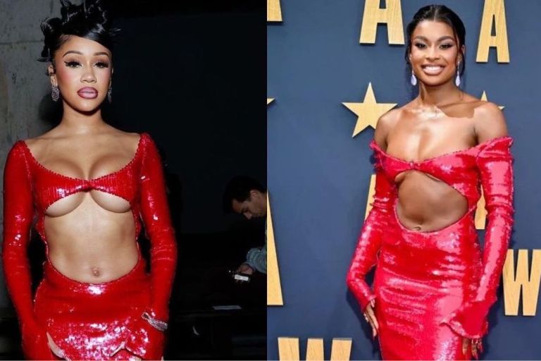 Who Wore It Better? Saweetie vs Coco Jones in a Red Sequin LaQuan Smith SS23 Cut Out Gown