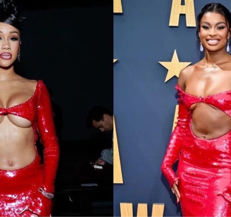 Who Wore It Better? Saweetie vs Coco Jones in a Red Sequin LaQuan Smith SS23 Cut Out Gown