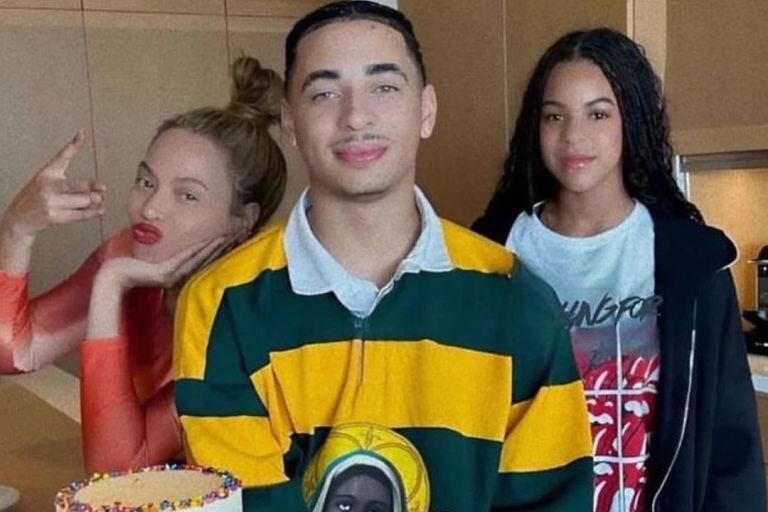 Fashion Bomb Men:  Solange’s Son Julez Smith Celebrated his 19th Birthday with his Aunt Beyoncé and Blue Ivy in a Denim Tears Rugby Graphic Top