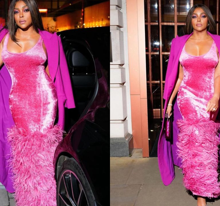 Fashion Bomb Style: Actress Taraji P. Henson Wore a $2,550 Pink LAPOINTE Monochromatic Look to the Color Purple Premiere in London