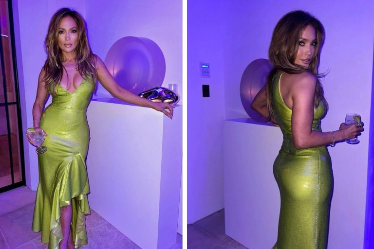 Jennifer Lopez Looked Sultry in a Lime Green Tom Ford Dress for Date Night with Ben Affleck