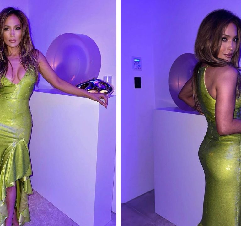 Jennifer Lopez Looked Sultry in a Lime Green Tom Ford Dress for Date Night with Ben Affleck