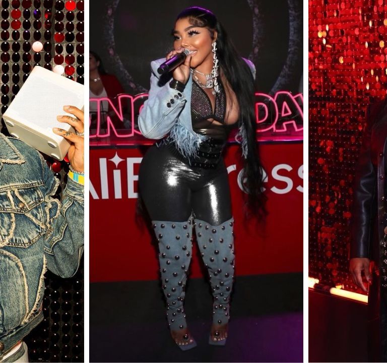 On the Scene at Ali Express Singles Day Shopping Pop-up: Swae Lee Performed in Denim Thug Life Clothing, Lil Kim in Jennifer Le Denim Studded Boots, Claire Sulmers in a Gold Rabanne Look + More
