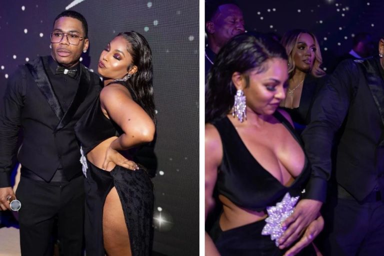 Fashion Bomb Couple: Ashanti Attended the 2023 White & Black Ball in a Kenny Kas Gown with Nelly + Rumor Report: Ashanti Pregnant?