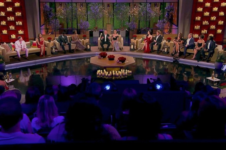 All the Reunion Looks from Love is Blind Season 6: AD in a Seroya Crystal Sheer Dress, Chelsea in a Feathered Gold Ashley Gown, Vanessa Lachey in Black and Silver Nedo, and More!