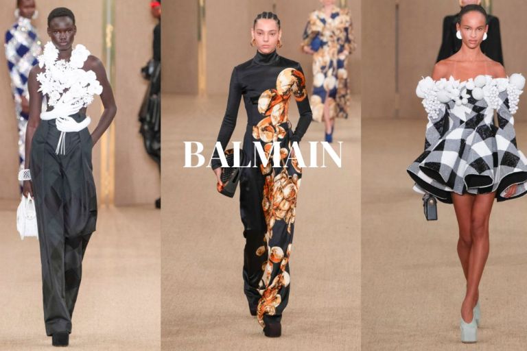 Paris Fashion Week: Balmain Fall ’24 Celebrates Olivier Rousteing Hometown Bordeaux with Grapes, Snails, Plaid & More
