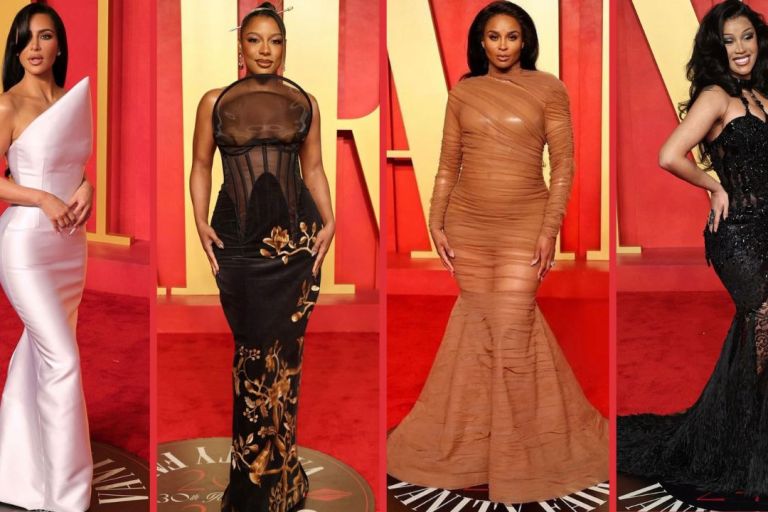 Inside the Vanity Fair 2024 Oscars Party: Kim Kardashian in Balenciaga, Victoria Monet in Harris Reed, Ciara in Custom Usama Ishtay, Cardi B in Versace + More