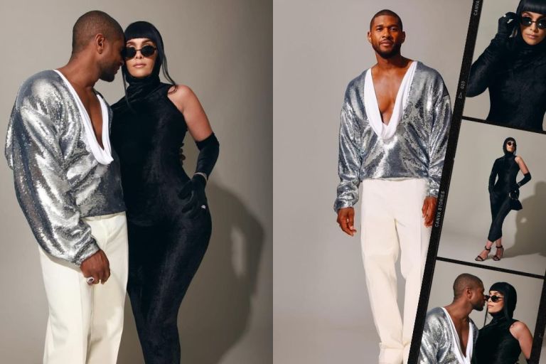 Fashion Bomb Couple: Usher Attends Vanity Fair Party in a Valentino Look With His Wife Jennifer Goicoechea Raymond in a Black Alaïa Dress