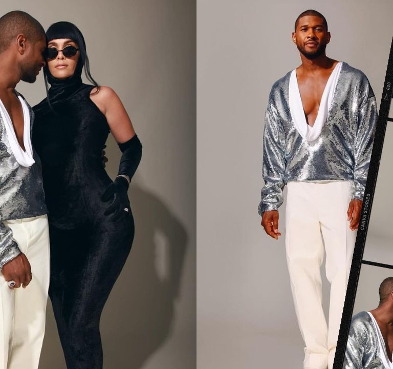 Fashion Bomb Couple: Usher Attends Vanity Fair Party in a Valentino Look With His Wife Jennifer Goicoechea Raymond in a Black Alaïa Dress