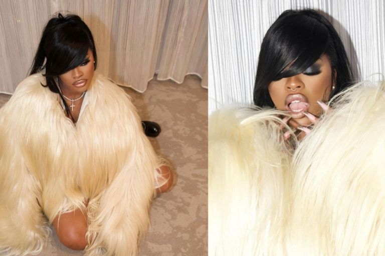 JT Performed in Dallas in a Cream Marni FW24 Fur Coat with Black ‘Gio Forbice’ Heels