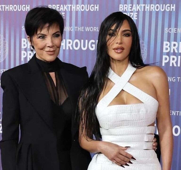 Fashion Bomb Duo: Kim Kardashian Attends the 2024 Breakthrough Prize Ceremony in a White Custom Alaïa Dress with Kris Jenner in a All Black Dolce & Gabbana Look