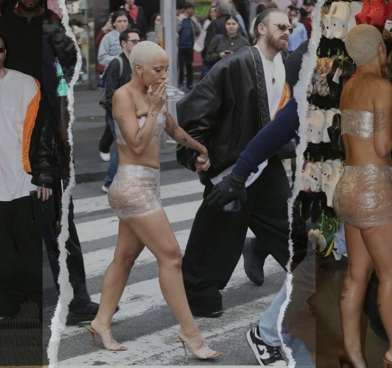 Doja Cat Creates a Frenzy in a Saran Wrap Tupe Top, Skirt and Shoes with VETEMENTS Creative Director Guram Gvasalia