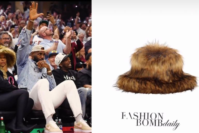 Fashion Bomb Accessories: You Ask, We Answer! Savannah James Attended the NBA Playoffs with LeBron James in a $160 Brown Tyler Lambert Furry Bucket Hat
