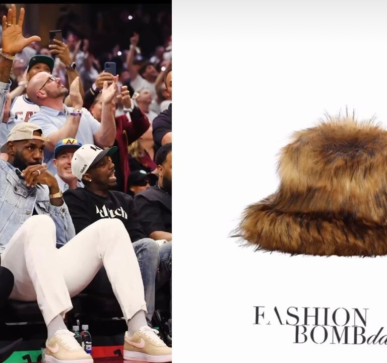 Fashion Bomb Accessories: You Ask, We Answer! Savannah James Attended the NBA Playoffs with LeBron James in a $160 Brown Tyler Lambert Furry Bucket Hat