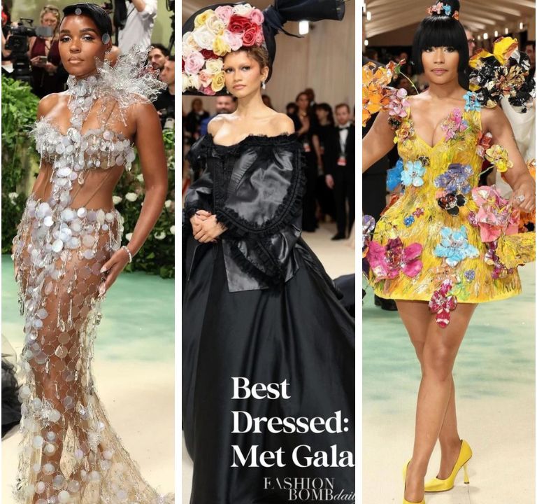 The Top 10 Best-Dressed Celebrities at the 2024 Met Gala: Zendaya in Vintage Givenchy, Demi Moore in Harris Reed, Cardi B in Windowsen, Janelle Monae in Vera Wang, Nicki Minaj in Marni, Teyana Taylor in The Blonds + More