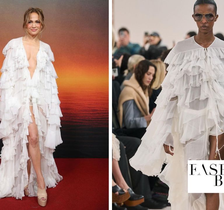 Jennifer Lopez Wore White Ruffled Chloe FW24 Dress to the ‘Atlas’ Premiere in Mexico