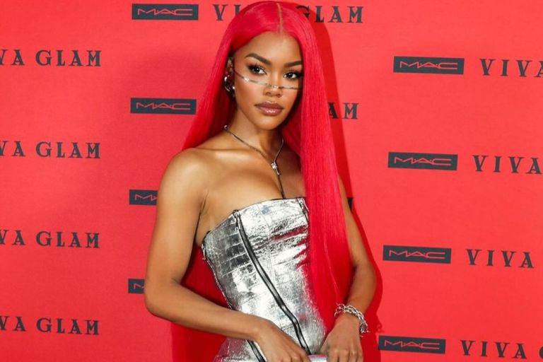 Teyana Taylor Stunned in a Silver Metallic LaQuan Smith Dress to the MAC Viva Glam Ball in New York