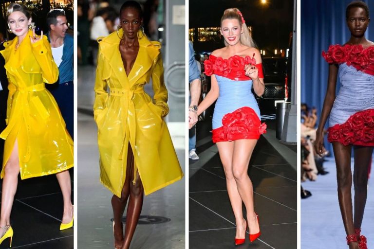 Gigi Hadid Wore a Yellow LaQuan Smith Trench Jacket with Blake Lively in Balmain to the ‘Deadpool and Wolverine’ Premiere