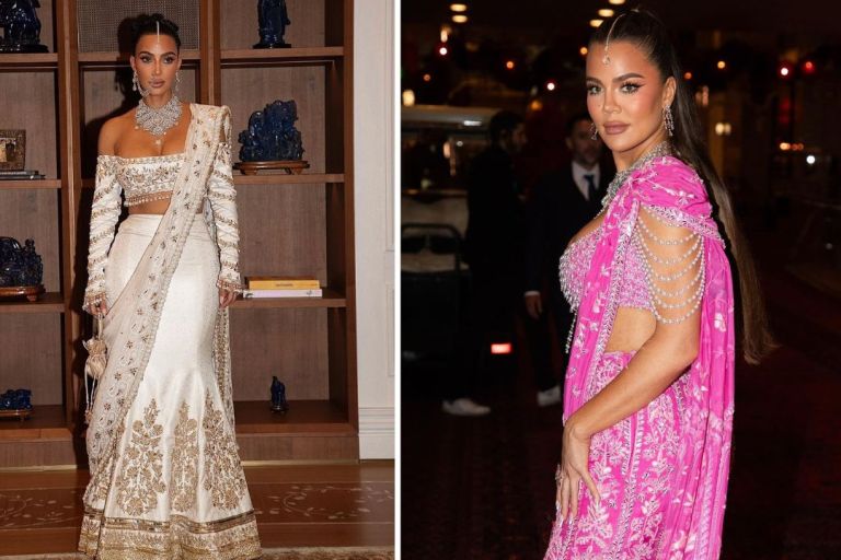 Kim Kardashian and Khloe Kardashian Attended Billionaire Anant Ambani’s Wedding in Custom Manish Malhotra Looks