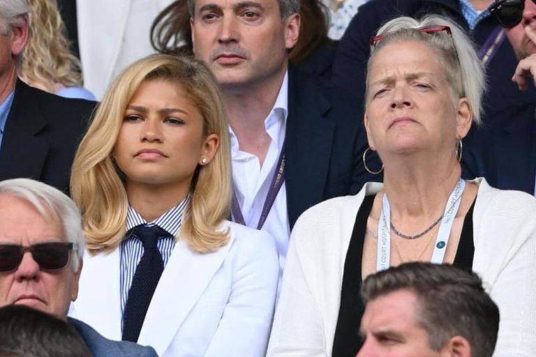 Zendaya Attended a Wimbledon Game in a Ralph Lauren White Blazer and Pinstripe Look Alongside Her Mother Claire Coleman