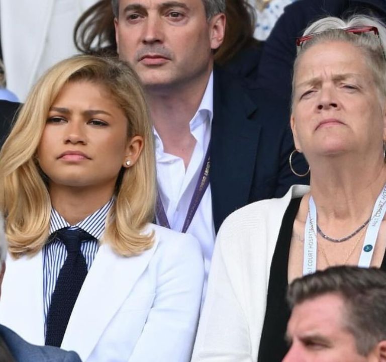 Zendaya Attended a Wimbledon Game in a Ralph Lauren White Blazer and Pinstripe Look Alongside Her Mother Claire Coleman