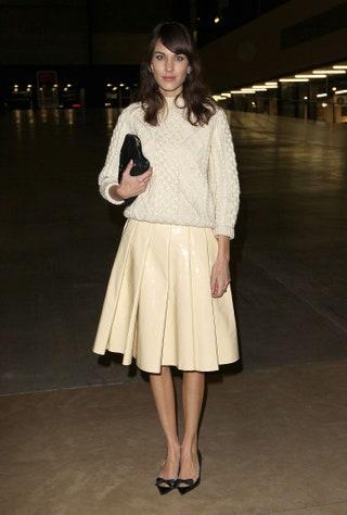 Image may contain Alexa Chung Clothing Apparel Skirt Human Person and Sleeve