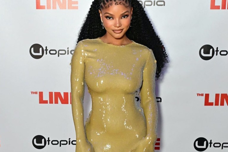 Halle Bailey Pops Out Post DDG Break Up for The Line Movie Yellow Sequin Harithand Dress
