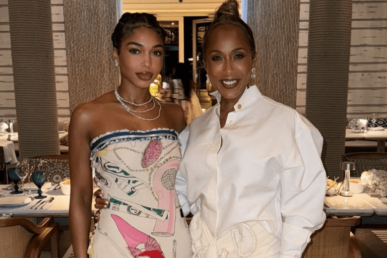 Lori and Marjorie Harvey are Mother Daughter Style Goals in a Dior Strapless Doodle Print Dress and a White Schiaparelli Lobster Ruched Skirt