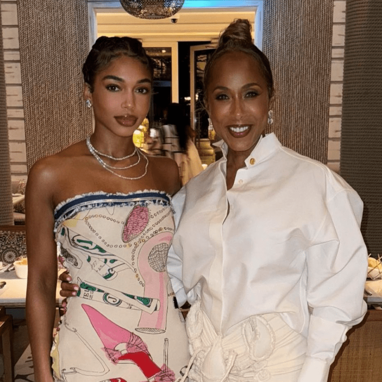 Lori and Marjorie Harvey are Mother Daughter Style Goals in a Dior Strapless Doodle Print Dress and a White Schiaparelli Lobster Ruched Skirt