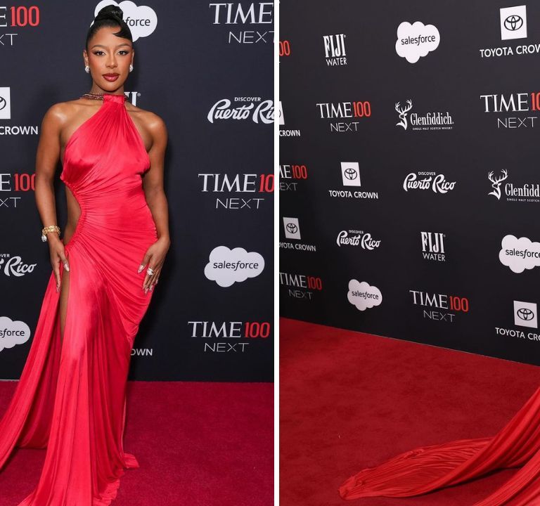 Victoria Monét Stunned in a Sizzling Red Roberto Cavalli Gown to the 2024 Times 100 Next Gala