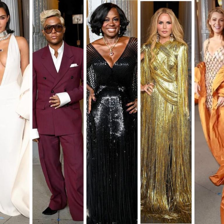 On the Scene at the LACMA Art + Film Gala: Kim Kardashian in a White Gucci Dress, Law Roach in a Maroon Ferragamo Suit, Viola Davis in a Black Gucci Gown + More
