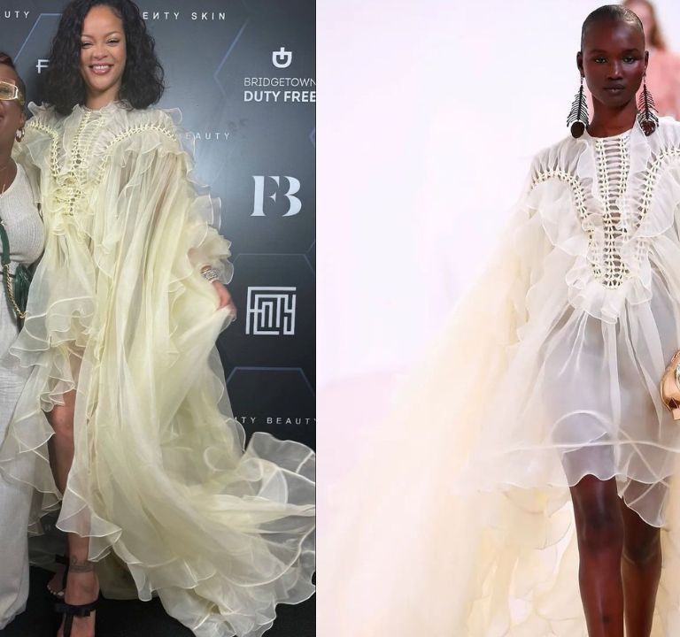 Rihanna Posed with Fans in a Zimmermann Spring 2025 Look While Promoting Fenty Beauty in Barbados
