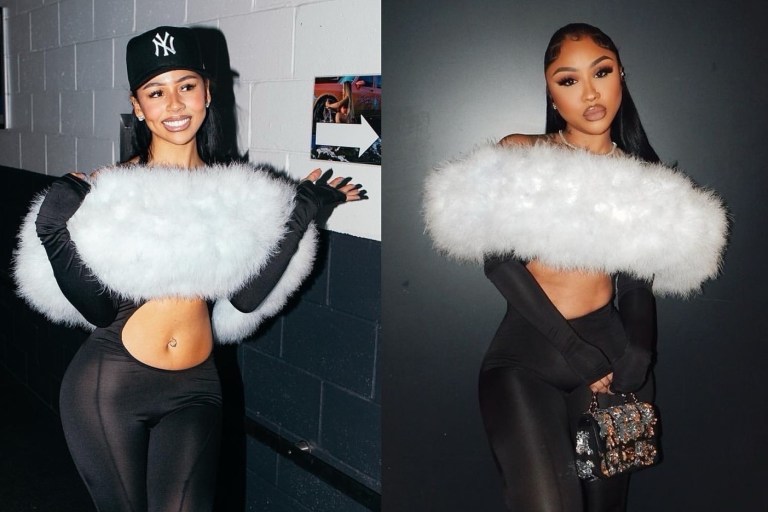 Who Wore it Better? Mariah the Scientist vs. Ari Fletcher in BoisCamp ‘s Faux Fur Trimmed Cut Out Black Catsuit