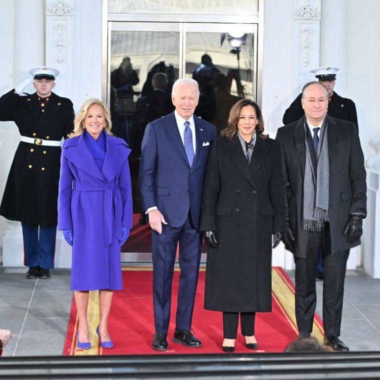 Dr. Jill Biden Waves Goodbye to the White House in a Purple Ralph Lauren Coat