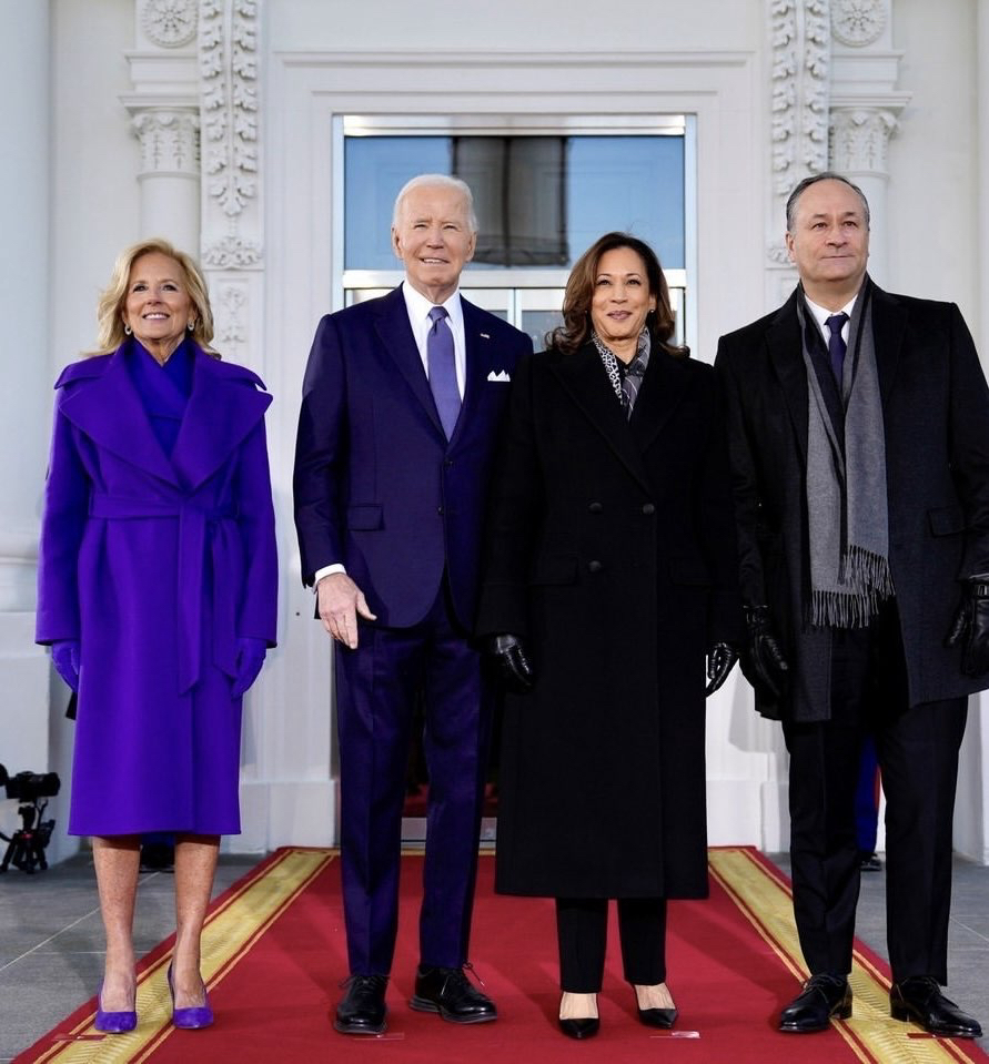 99 9Dr Jill Biden Waves Goodbye The White House In Purple Ralph Lauren Coat 