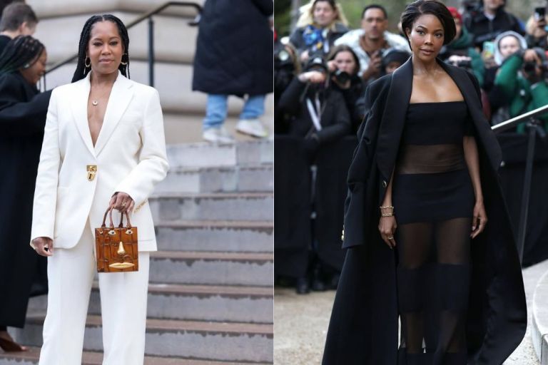 Front Row at Schiaparelli’s Fall 2025 Show: Regina King Stuns in a White Power Suit & Gabrielle Union Slays in a Black Off-the-Shoulder Dress
