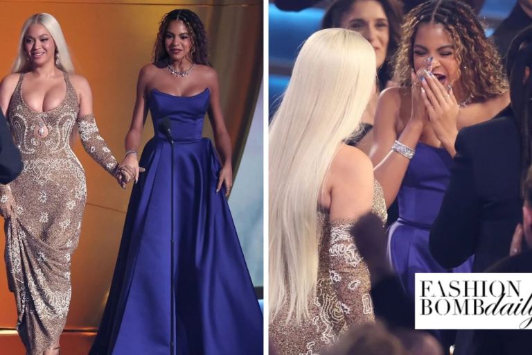 Blue Ivy Joined Beyonce on Stage at the Grammys in a Royal Purple Naeem Khan Strapless Gown