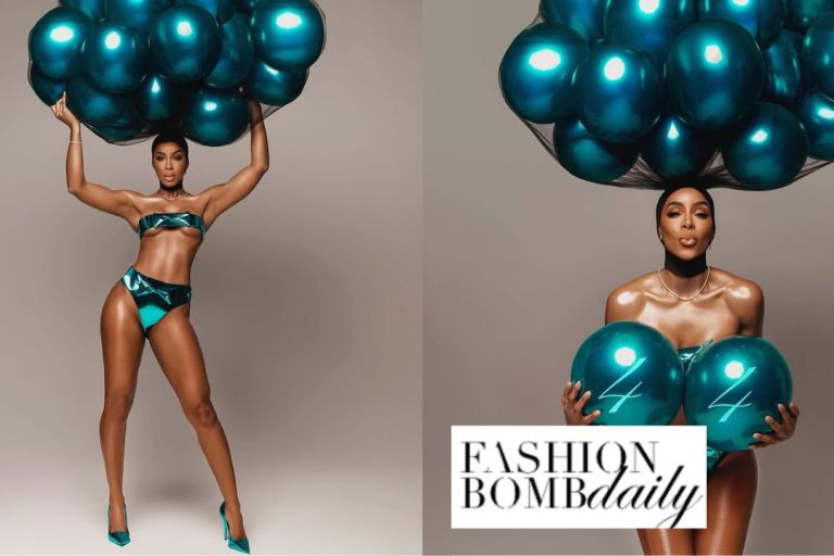 Fashion Bomb Birthday: Kelly Rowland Posed for Her 44th Birthday Shoot in a Blue Metallic Custom Pajtim Raci X Psychward Vision Studio Bathing Suit