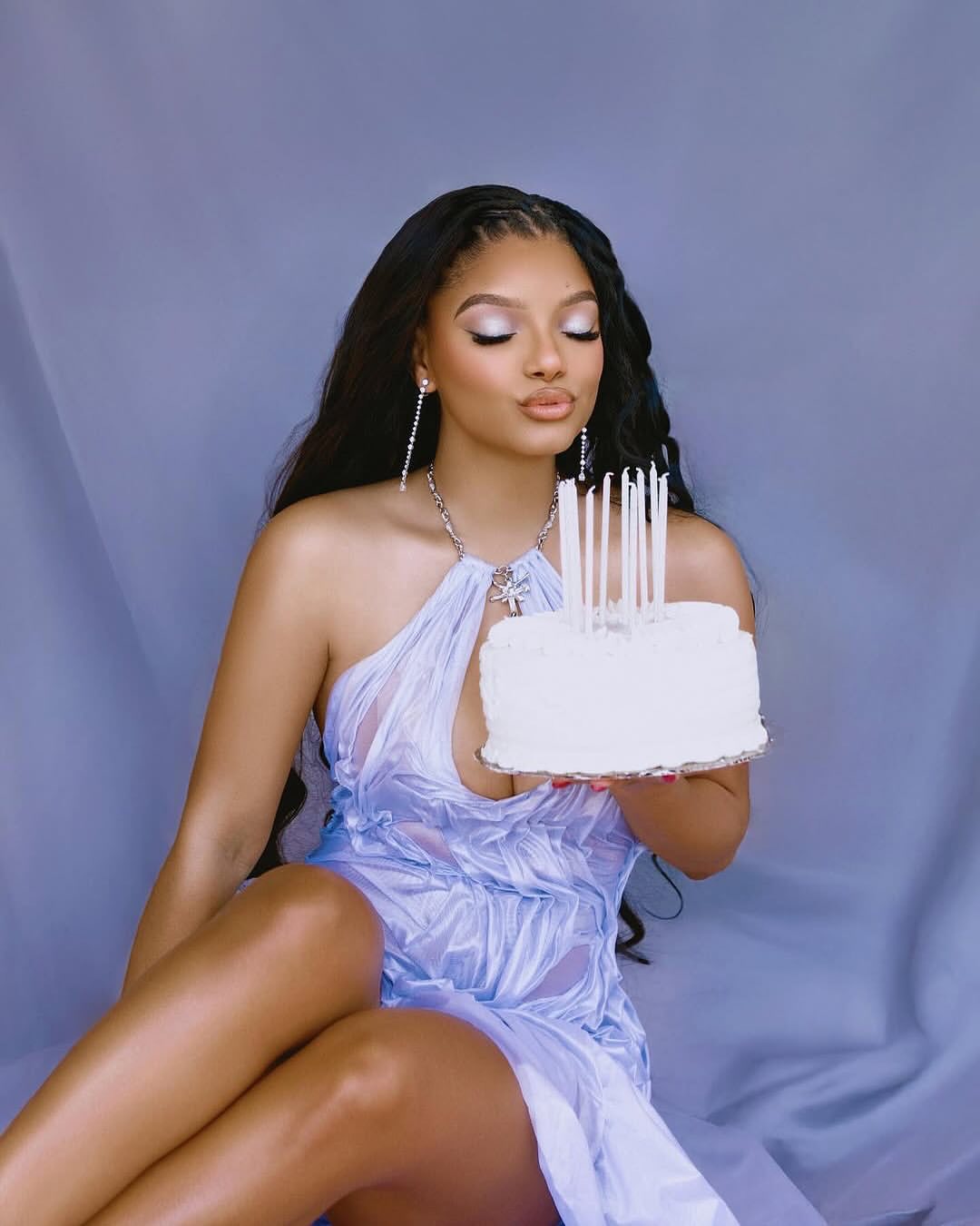 Halle Bailey Celebrated Her Birthday In A Lavender Dipetsa Gown Alongside Son Halo 1