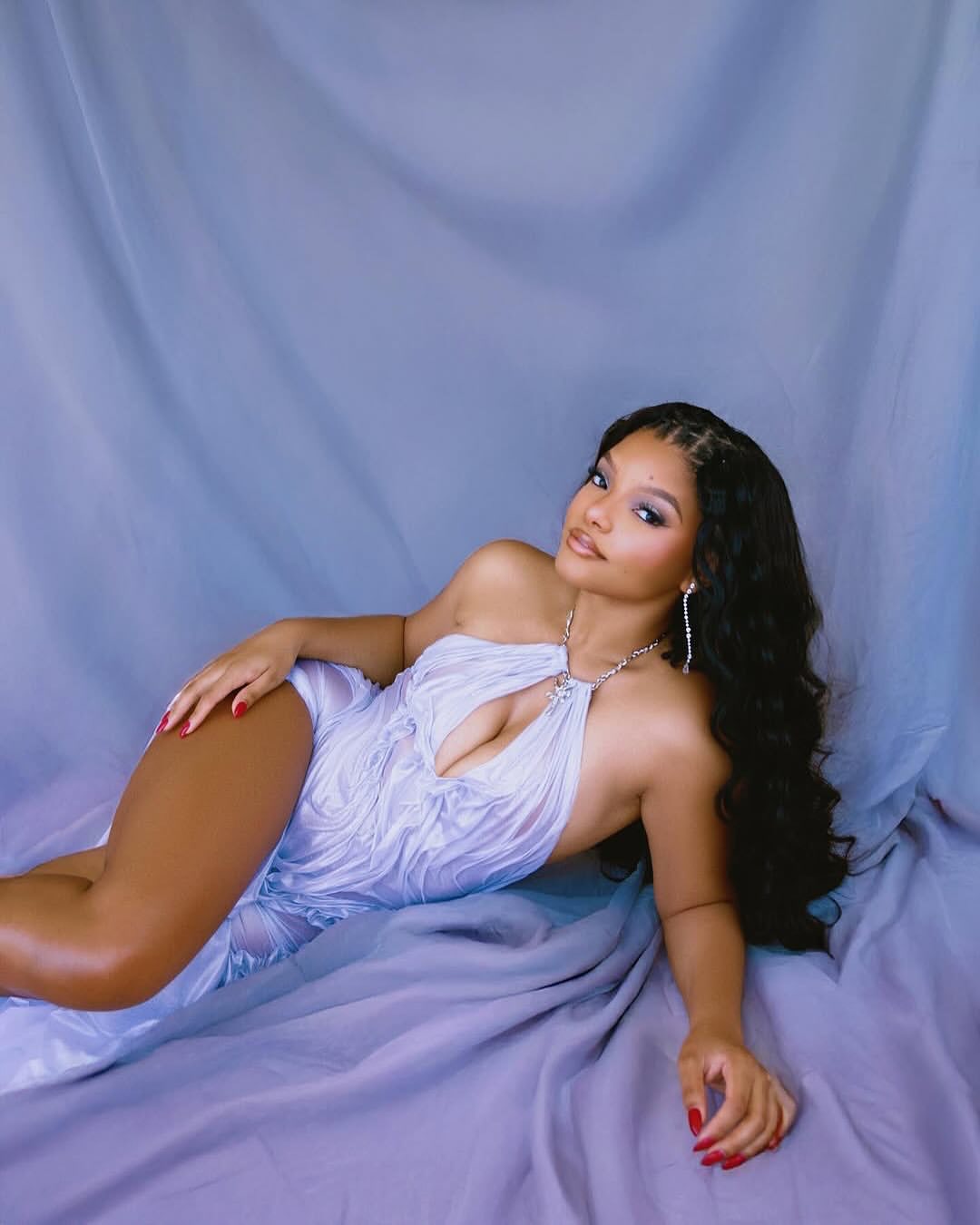 Halle Bailey Celebrated Her Birthday In A Lavender Dipetsa Gown Alongside Son Halo 2